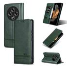 For OPPO Reno12 F 4G AZNS Magnetic Calf Texture Flip Leather Phone Case(Dark Green) - 1