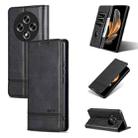 For OPPO Reno12 F 4G AZNS Magnetic Calf Texture Flip Leather Phone Case(Black) - 1