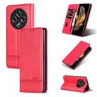 For OPPO Reno12 F 4G AZNS Magnetic Calf Texture Flip Leather Phone Case(Red) - 1