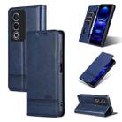 For OPPO A3 Pro 5G Global AZNS Magnetic Calf Texture Flip Leather Phone Case(Dark Blue) - 1