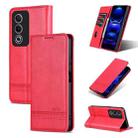 For OPPO K12x 5G Global AZNS Magnetic Calf Texture Flip Leather Phone Case(Red) - 1