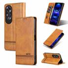 For OPPO A60 4G AZNS Magnetic Calf Texture Flip Leather Phone Case(Light Brown) - 1