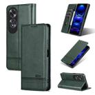 For OPPO A60 4G AZNS Magnetic Calf Texture Flip Leather Phone Case(Dark Green) - 1