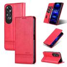 For OPPO A60 4G AZNS Magnetic Calf Texture Flip Leather Phone Case(Red) - 1