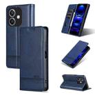 For OPPO A3x 4G AZNS Magnetic Calf Texture Flip Leather Phone Case(Dark Blue) - 1