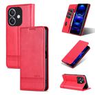 For OPPO A3x 4G AZNS Magnetic Calf Texture Flip Leather Phone Case(Red) - 1