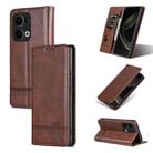 For OPPO Reno13 AZNS Magnetic Calf Texture Flip Leather Phone Case(Dark Brown) - 1