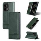 For OPPO Reno13 AZNS Magnetic Calf Texture Flip Leather Phone Case(Dark Green) - 1