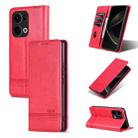 For OPPO Reno13 AZNS Magnetic Calf Texture Flip Leather Phone Case(Red) - 1