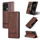 For OPPO Reno13 Pro AZNS Magnetic Calf Texture Flip Leather Phone Case(Dark Brown) - 1