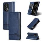 For OPPO Reno13 Pro AZNS Magnetic Calf Texture Flip Leather Phone Case(Dark Blue) - 1