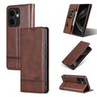 For OPPO Reno13 F AZNS Magnetic Calf Texture Flip Leather Phone Case(Dark Brown) - 1