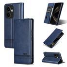 For OPPO Reno13 F AZNS Magnetic Calf Texture Flip Leather Phone Case(Dark Blue) - 1
