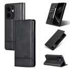 For OPPO Reno13 F AZNS Magnetic Calf Texture Flip Leather Phone Case(Black) - 1