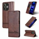 For OPPO A5 Energy / A5 Pro 5G Global AZNS Magnetic Calf Texture Flip Leather Phone Case(Dark Brown) - 1