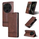 For OPPO Find X8 Ultra AZNS Magnetic Calf Texture Flip Leather Phone Case(Dark Brown) - 1