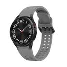 For Samsung Galaxy Watch 6 Double-row Hole Solid Color Silicone Watch Band(Grey) - 1