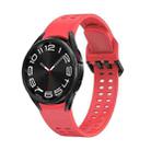 For Samsung Galaxy Watch 6 Double-row Hole Solid Color Silicone Watch Band(Red) - 1