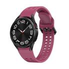For Samsung Galaxy Watch 6 Double-row Hole Solid Color Silicone Watch Band(Wine Red) - 1