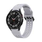 For Samsung Galaxy Watch 6 Double-row Hole Solid Color Silicone Watch Band(Light Grey) - 1