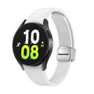 For Samsung Galaxy Watch 6 Magnetic Folding Silver Buckle Silicone Watch Band(White) - 1