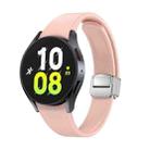 For Samsung Galaxy Watch 6 Magnetic Folding Silver Buckle Silicone Watch Band(Pink) - 1