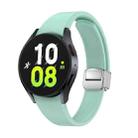 For Samsung Galaxy Watch 6 Magnetic Folding Silver Buckle Silicone Watch Band(Light Green) - 1