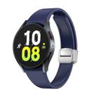 For Samsung Galaxy Watch 6 Magnetic Folding Silver Buckle Silicone Watch Band(Dark Blue) - 1