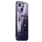 For iPhone 14 MagSafe Magnetic Stainless Steel Frame Transparent TPU Phone Case(Dark Purple) - 1