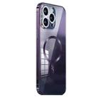 For iPhone 14 Pro MagSafe Magnetic Stainless Steel Frame Transparent TPU Phone Case(Dark Purple) - 1