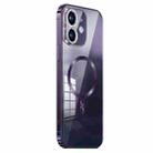 For iPhone 12 MagSafe Magnetic Stainless Steel Frame Transparent TPU Phone Case(Dark Purple) - 1