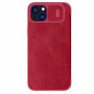 For iPhone 15 Plus NILLKIN QIN Series Pro Sliding Camera Cover Design Leather Phone Case(Red) - 1