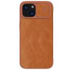 For iPhone 15 NILLKIN QIN Series Pro Sliding Camera Cover Design Leather Phone Case(Brown) - 1