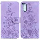 For Sony Xperia 5 V Lily Embossed Leather Phone Case(Purple) - 1