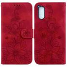 For Sony Xperia 5 V Lily Embossed Leather Phone Case(Red) - 1