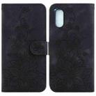 For Sony Xperia 5 V Lily Embossed Leather Phone Case(Black) - 1