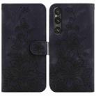 For Sony Xperia 1 V Lily Embossed Leather Phone Case(Black) - 1