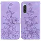 For Sony Xperia 10 V Lily Embossed Leather Phone Case(Purple) - 1