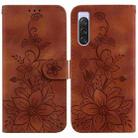 For Sony Xperia 10 V Lily Embossed Leather Phone Case(Brown) - 1