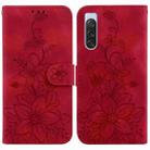 For Sony Xperia 10 V Lily Embossed Leather Phone Case(Red) - 1