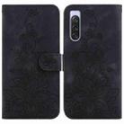 For Sony Xperia 10 V Lily Embossed Leather Phone Case(Black) - 1