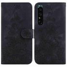 For Sony Xperia 1 IV Lily Embossed Leather Phone Case(Black) - 1