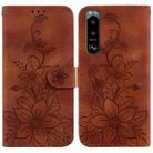 For Sony Xperia 5 III Lily Embossed Leather Phone Case(Brown) - 1