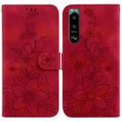 For Sony Xperia 5 III Lily Embossed Leather Phone Case(Red) - 1