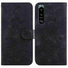 For Sony Xperia 5 III Lily Embossed Leather Phone Case(Black) - 1
