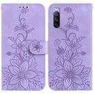 For Sony Xperia 10 III Lily Embossed Leather Phone Case(Purple) - 1