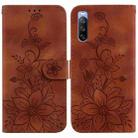 For Sony Xperia 10 III Lily Embossed Leather Phone Case(Brown) - 1