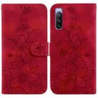 For Sony Xperia 10 III Lily Embossed Leather Phone Case(Red) - 1