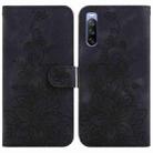 For Sony Xperia 10 III Lily Embossed Leather Phone Case(Black) - 1