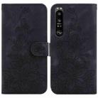 For Sony Xperia 1 III Lily Embossed Leather Phone Case(Black) - 1